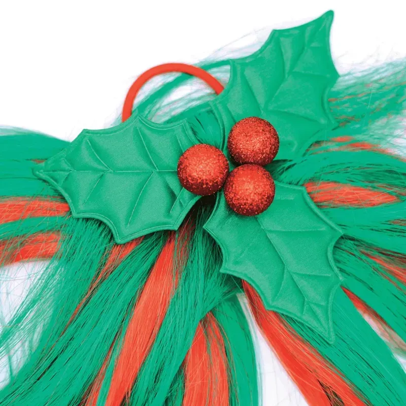 Equetech One Size Christmas Holly Festive Christmas Tail Tassel in Green-2