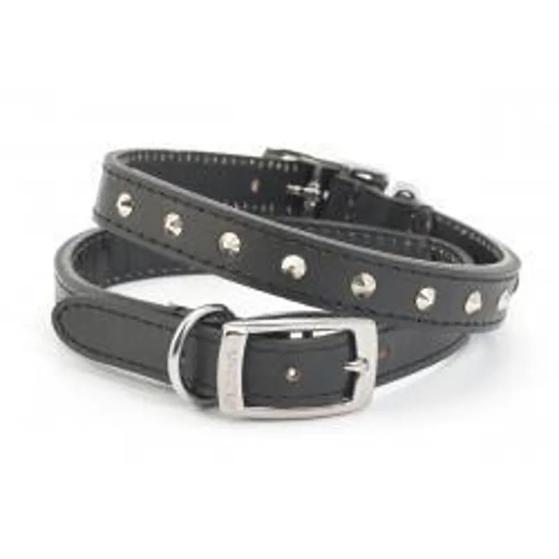 Ancol Leather Studded Collar Black