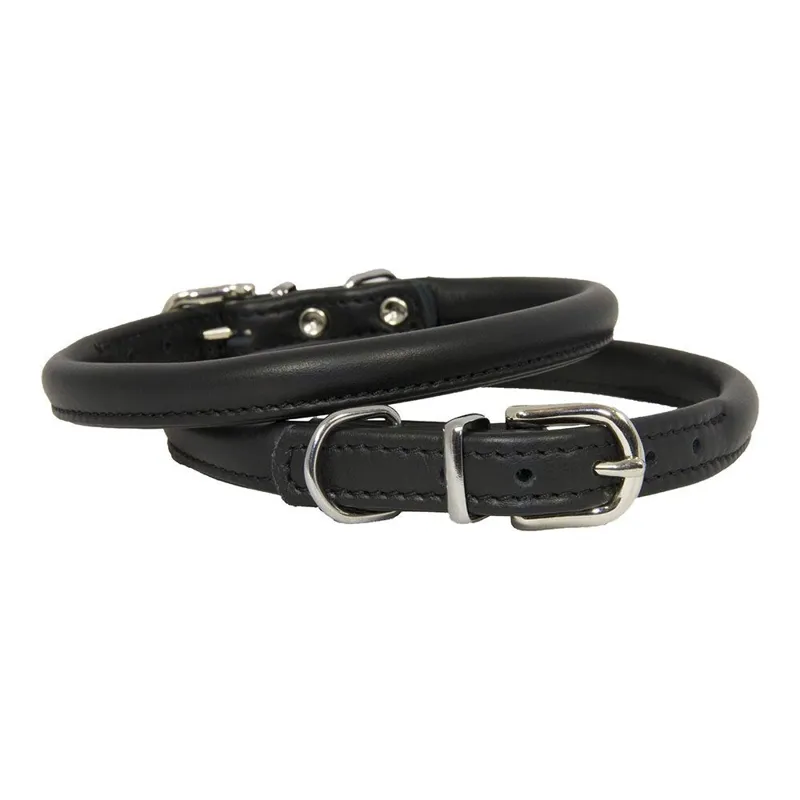 Earthbound Rolled Leather Collar Black