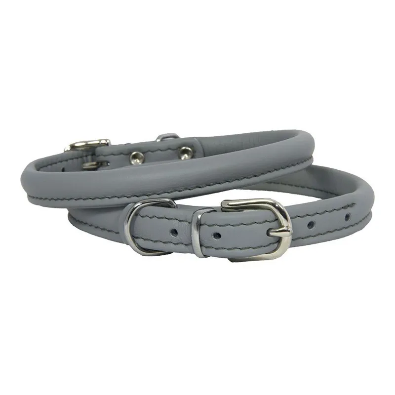 Earthbound Rolled Leather Collar Grey