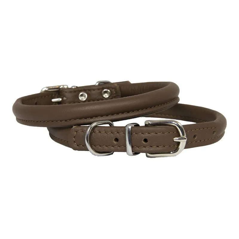 Earthbound Rolled Leather Collar Grey
