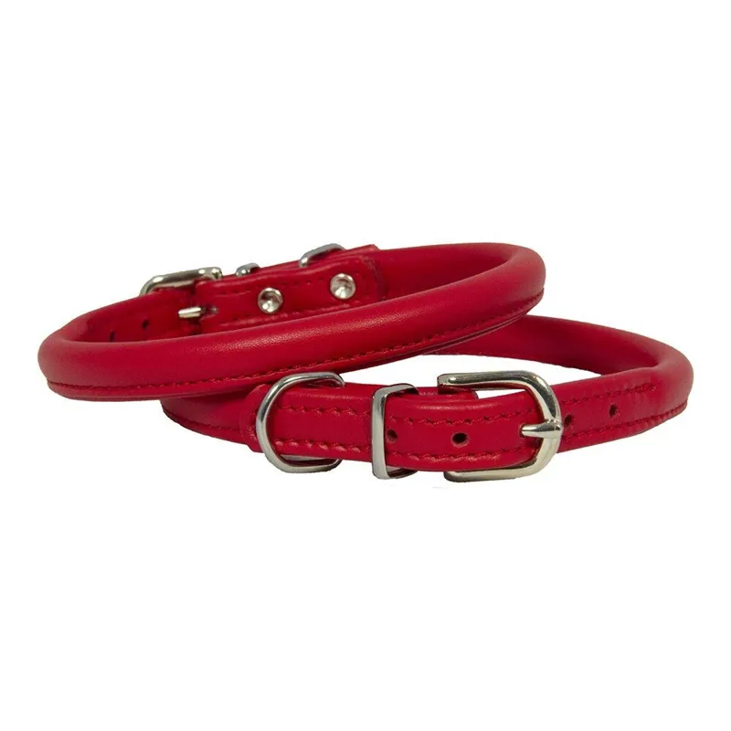 Earthbound Rolled Leather Collar Red