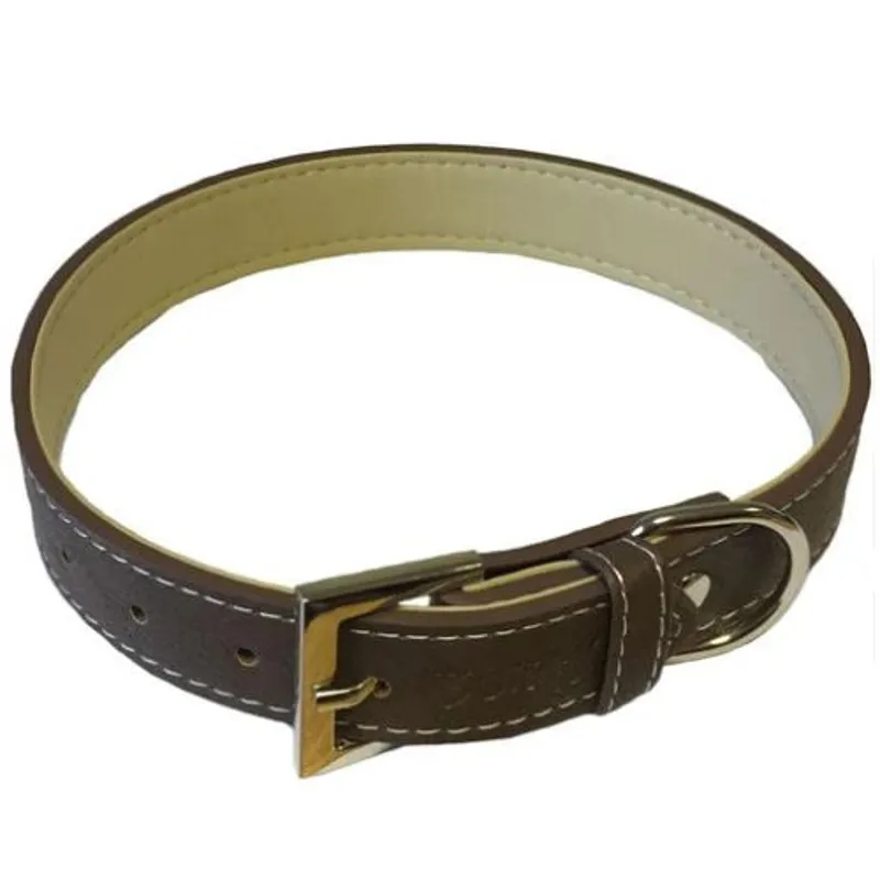 Bunty Leather Style Collar Brown-1