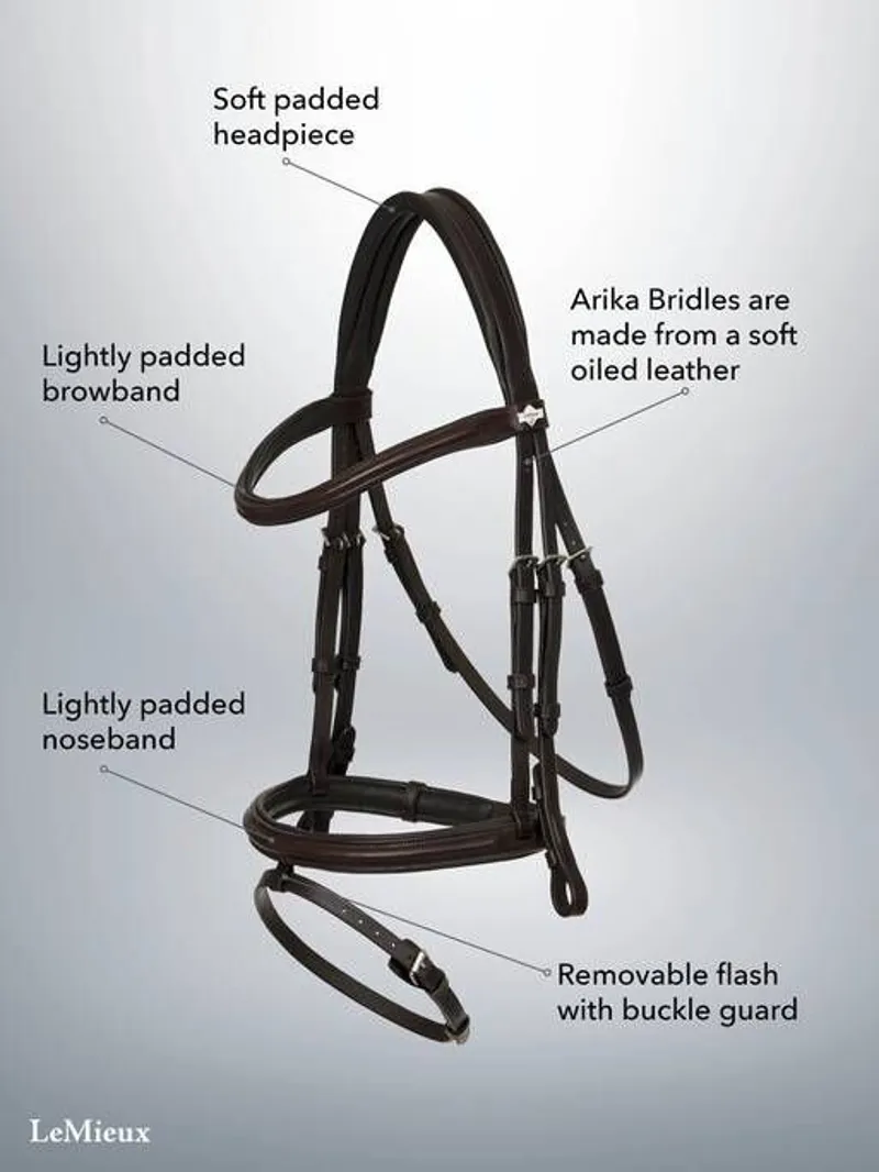 LeMieux Arika Flash Bridle Brown-4