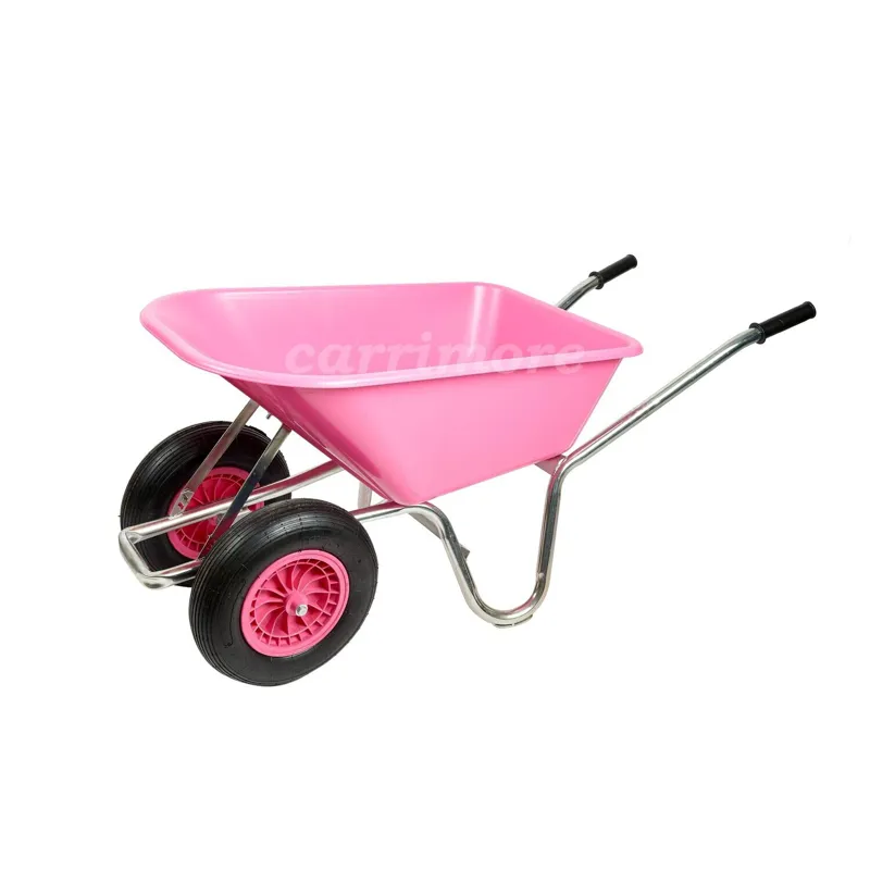 Carrimore Dual Wheel Stable Barrow 120 Litre Wheelbarrow Pink