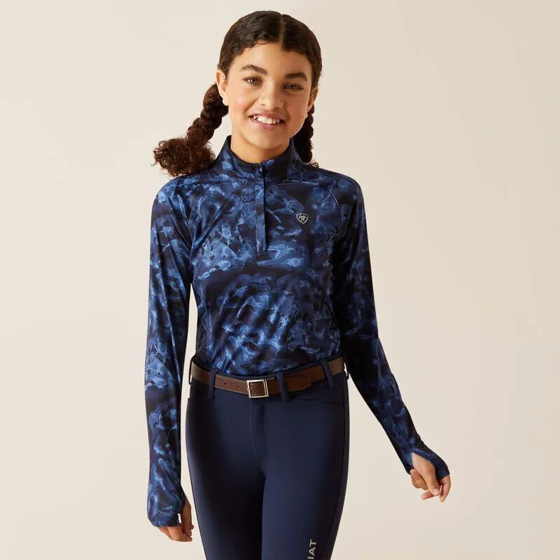 AW23 Ariat Girls Lowell 1/4 Zip Base Layer Stormy Skies