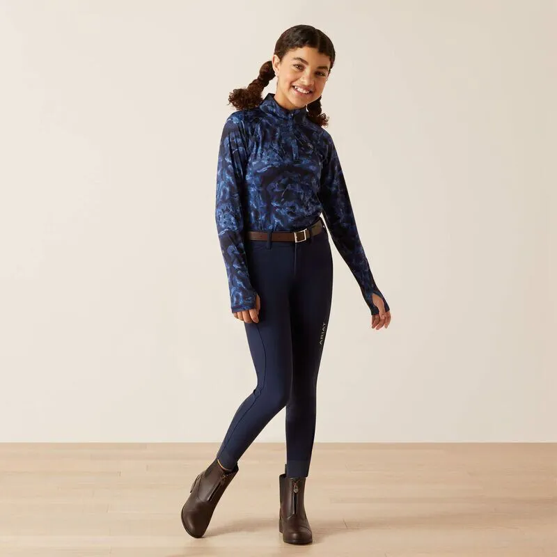 AW23 Ariat Girls Lowell 1/4 Zip Base Layer Stormy Skies-3