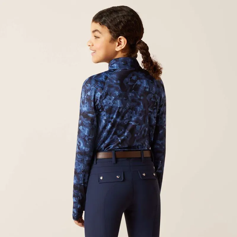 AW23 Ariat Girls Lowell 1/4 Zip Base Layer Stormy Skies-2