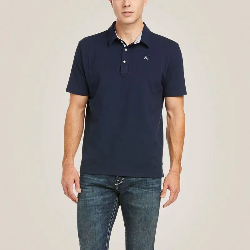Ariat Mens Medal Polo Shirt Navy