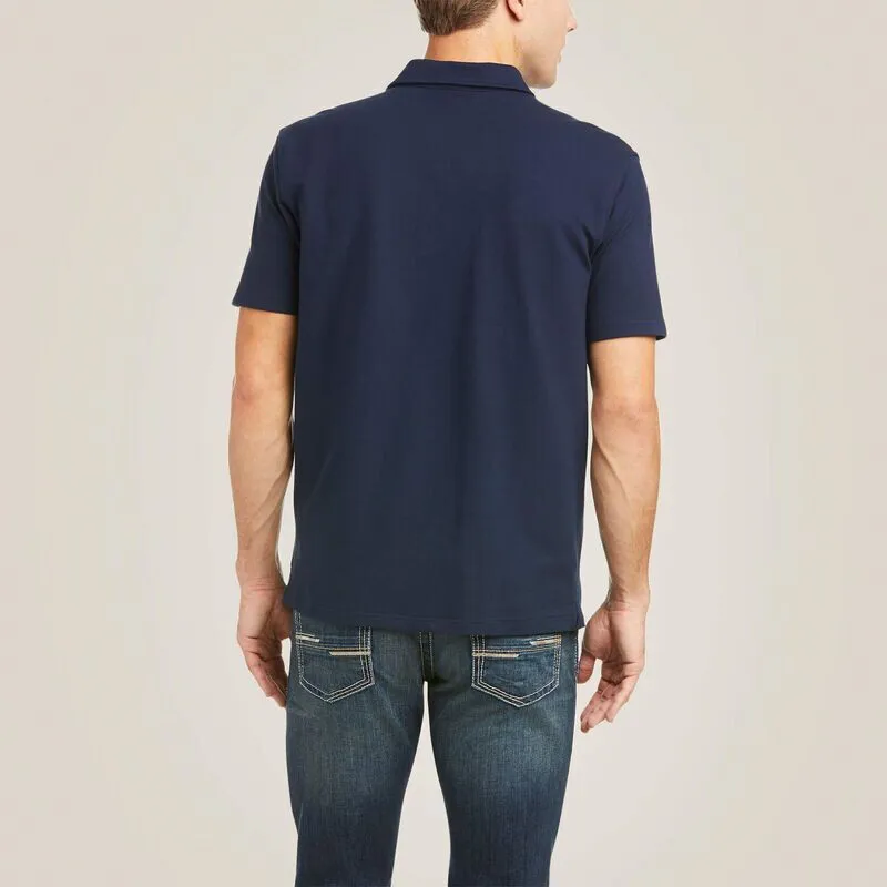 Ariat Mens Medal Polo Shirt Navy-1