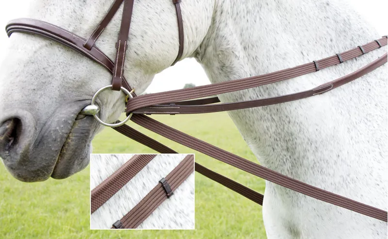 Shires 7/8 Inch Cotton Web Draw/Running Reins In Brown