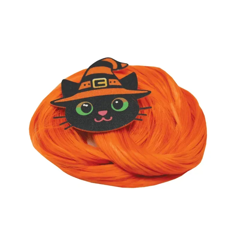 Equetech One Size Salem Cat Halloween Horse Tail Tassel in Orange/Black