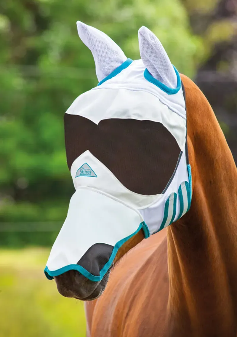 Shires FlyGuard Pro Sun Shade Fly Mask WHITE
