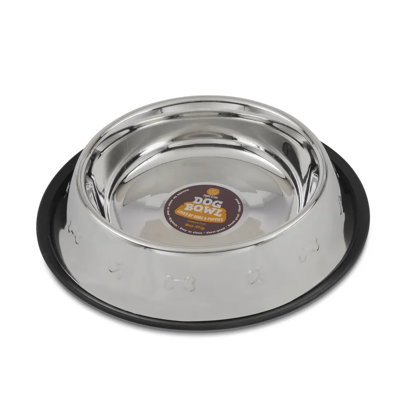 Digby and Fox Non-Slip Dog Bowl SILVER