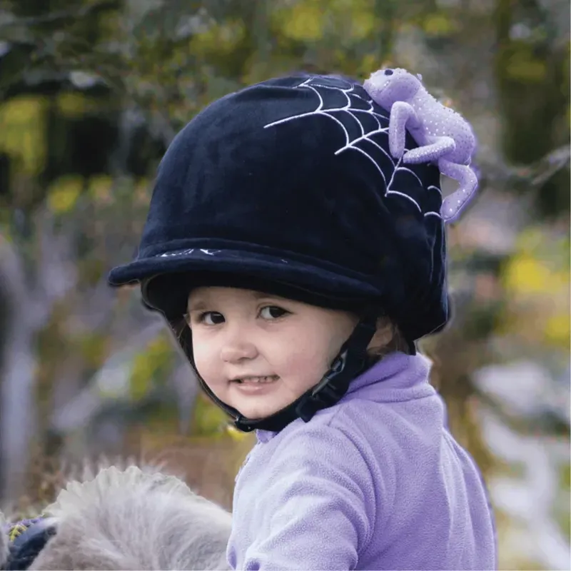 Equetech One Size Cobweb Spider Hat Silk in Black/Purple-1