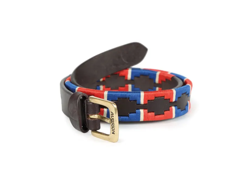 Aubrion Drover Skinny Polo Belt NAVY/Red