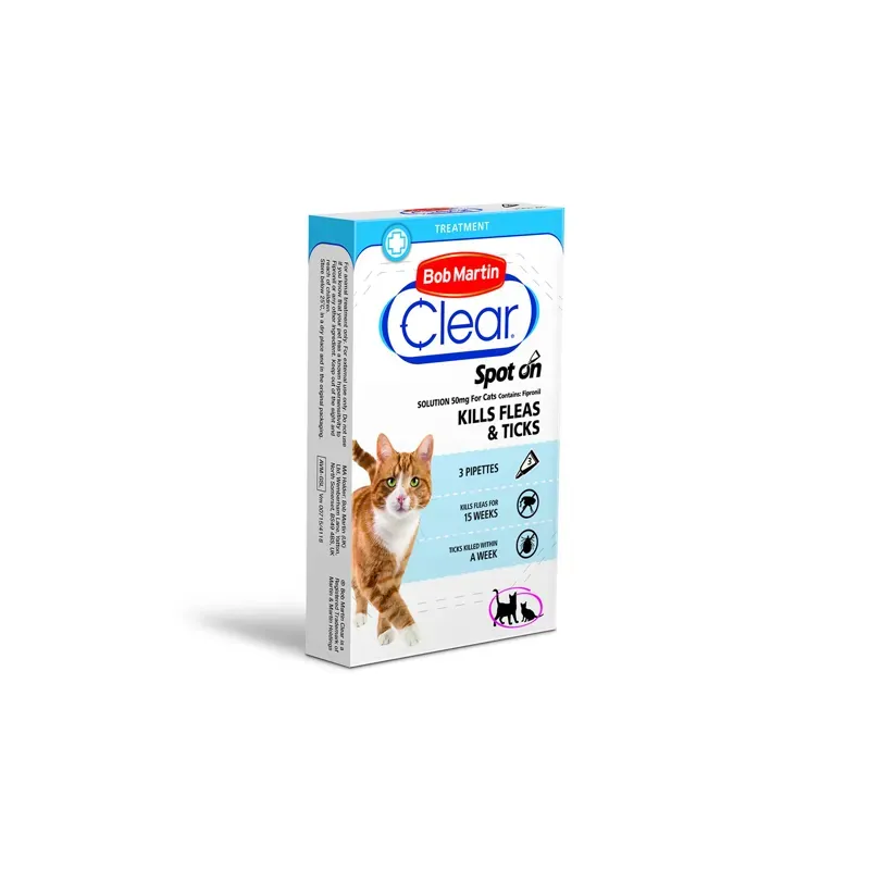 Bob Martin X 3 Tube Clear Spot On For Cats