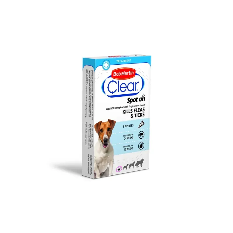 Bob Martin 2-10kg X 3 Tubes Clear Spot On For Small Dogs in White