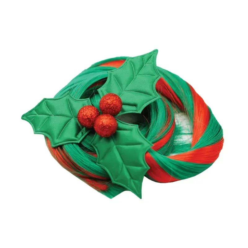 Equetech One Size Christmas Holly Festive Christmas Tail Tassel in Green