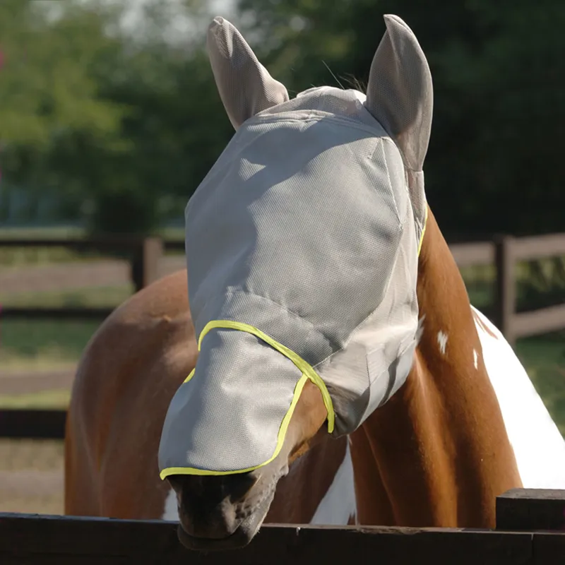 Field Relief Max Fly Mask - - Grey with Yellow Binding