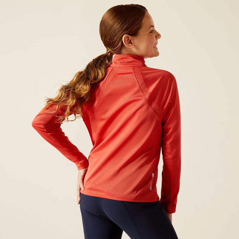 SS24 Ariat Youth Sunstopper 3.0 1/4 Zip Baselayer Baked Apple-3