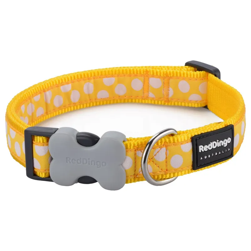 Red Dingo Spot Collar Yellow and White Spots
