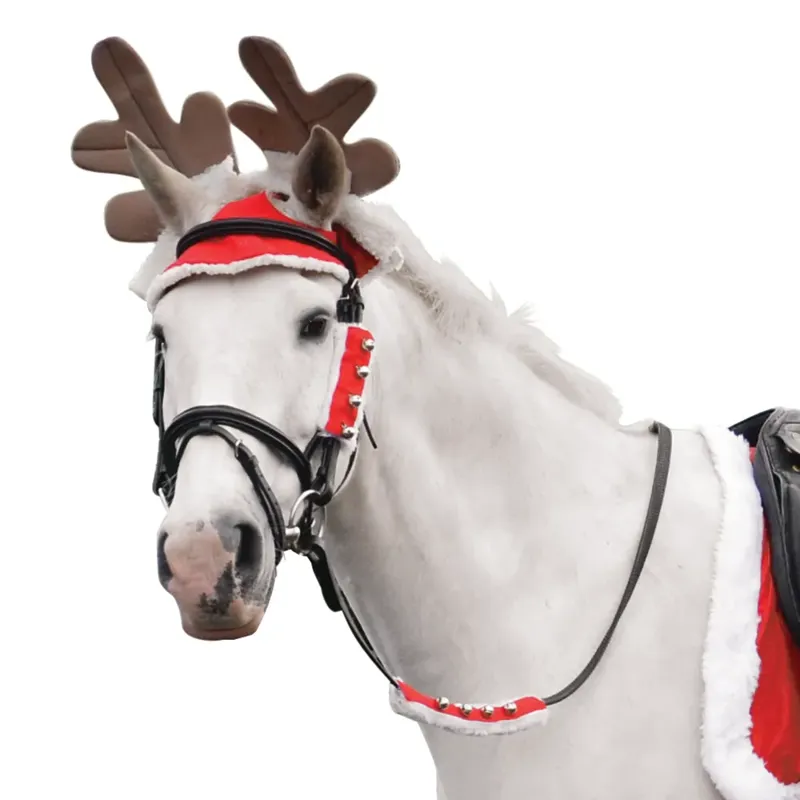 Hy Equestrian Christmas Reindeer Antlers - - Red/White/Brown one size