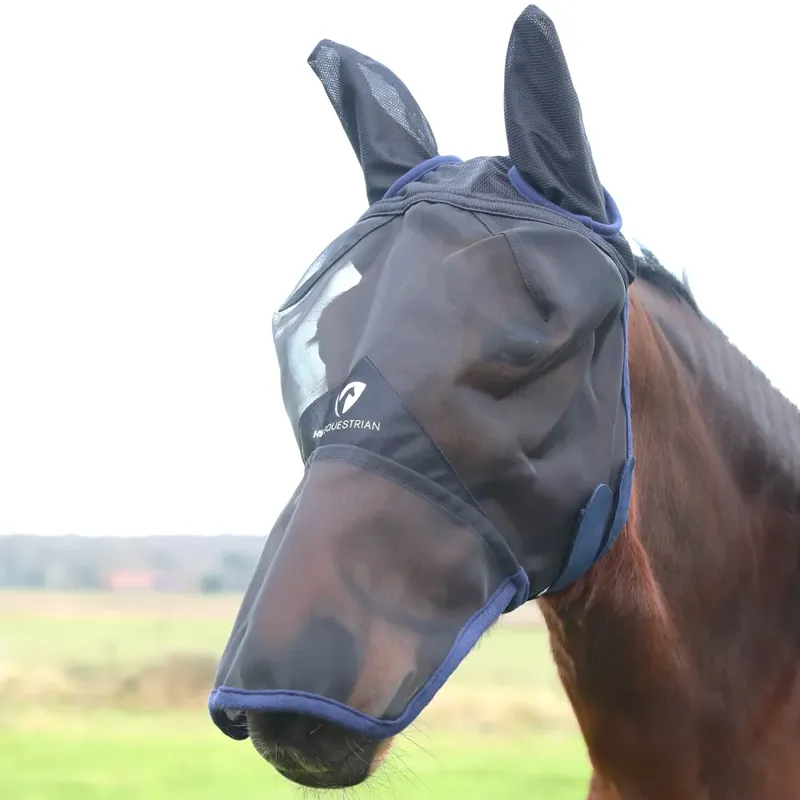 Hy Equestrian Mesh Fly Mask Black Navy
