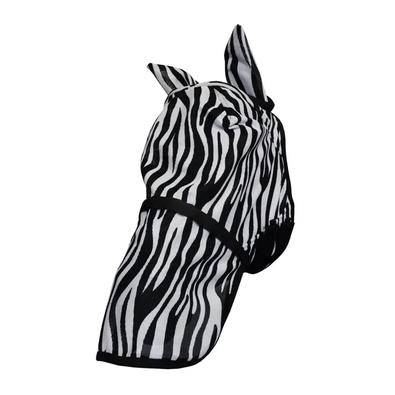 Hy Equestrian Zebra Fly Mask with Ears and Detachable Nose