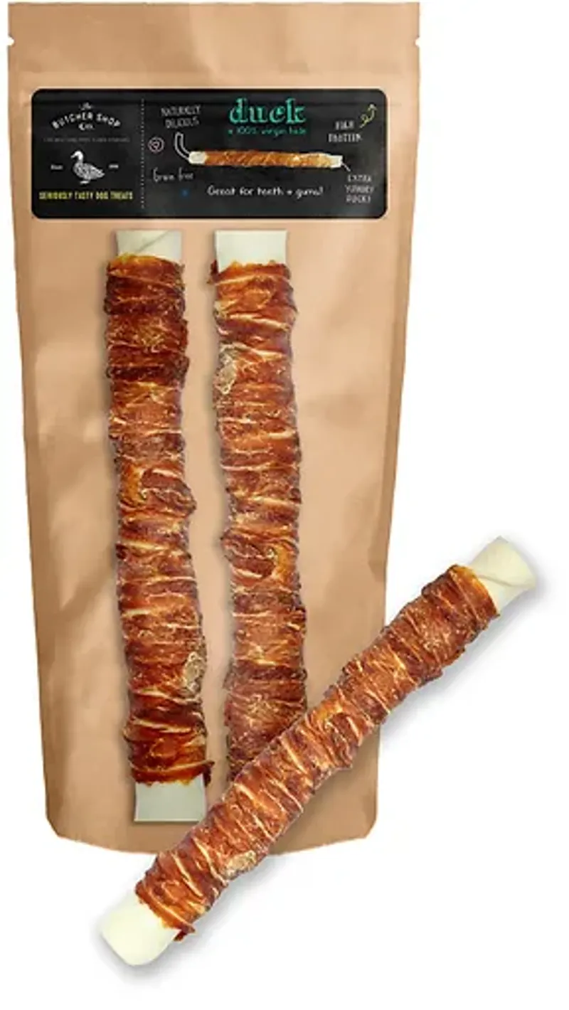 The Butcher Shop co.  Butcher 10in White Twisted Stick Duck 2pk