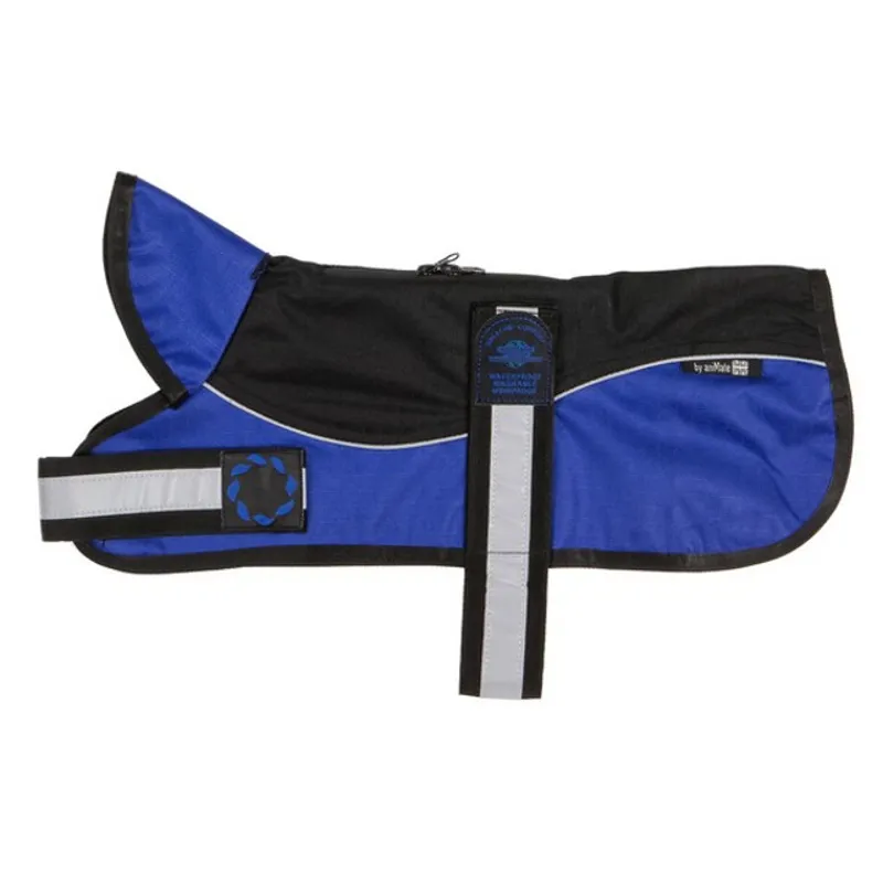 Animate Reflective Unlined Dog Coat Black/Blue