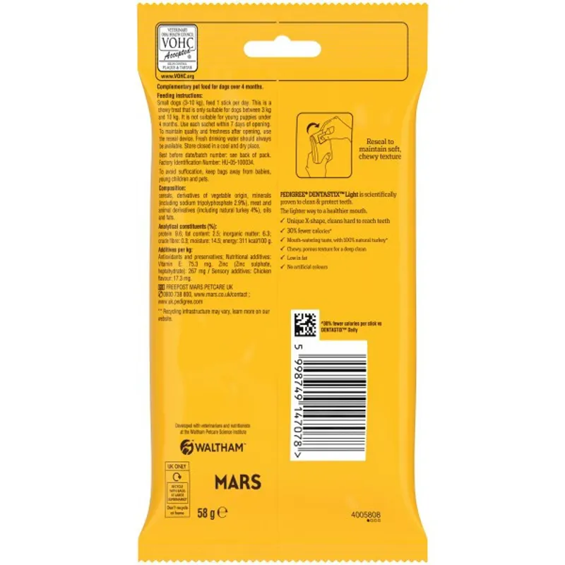Pedigree DentaStix Light Daily Dental Chews Small Dog 7 Sticks-3