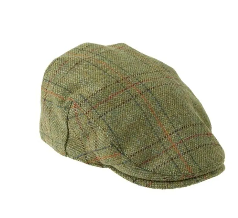 Kinloch Waterproof British Tweed Flat Cap Light Olive