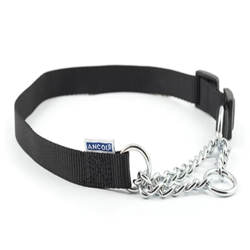 Ancol Nylon Check Chain Collar Black-1