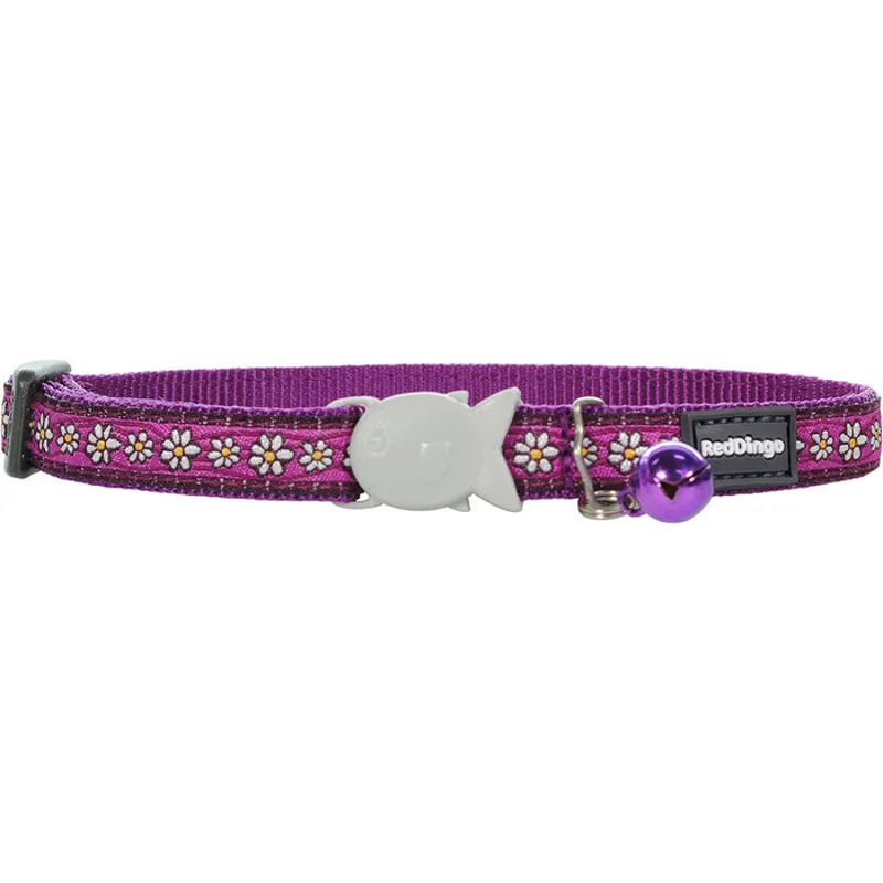Red Dingo Patterned Cat Collar Daisy Purple