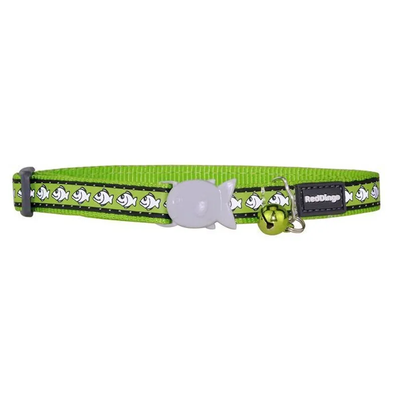 Red Dingo Reflective Cat Collar Lime Green