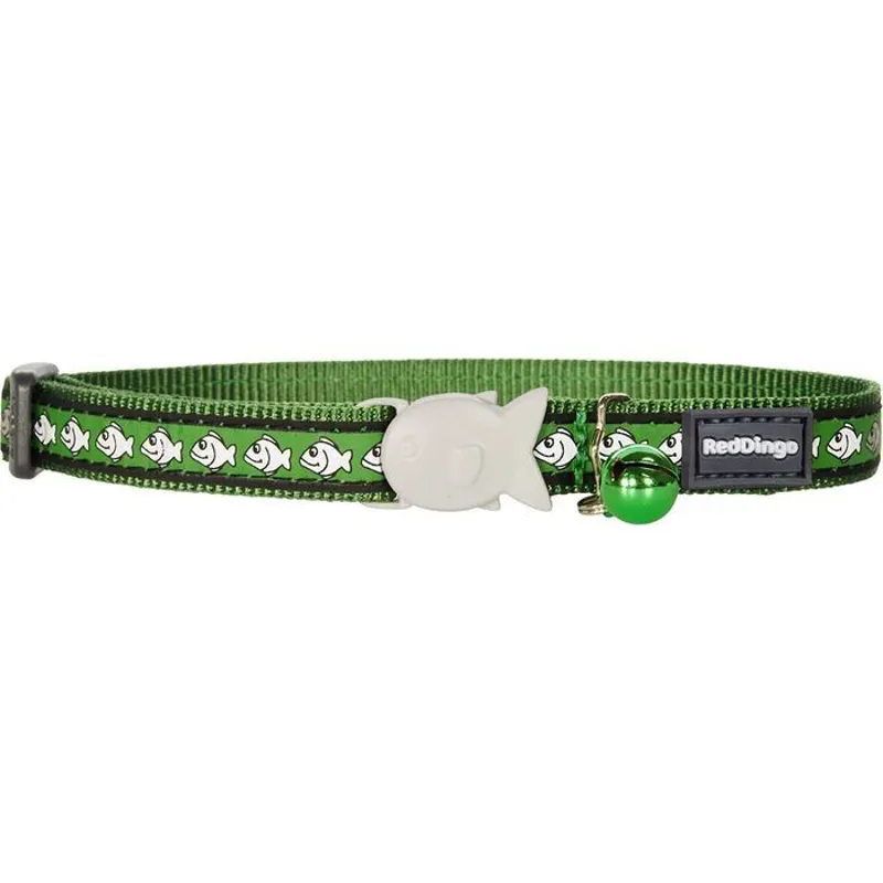 Red Dingo Reflective Cat Collar Green