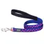Red Dingo Spots Dog Lead Dark Blue and Pink Spots