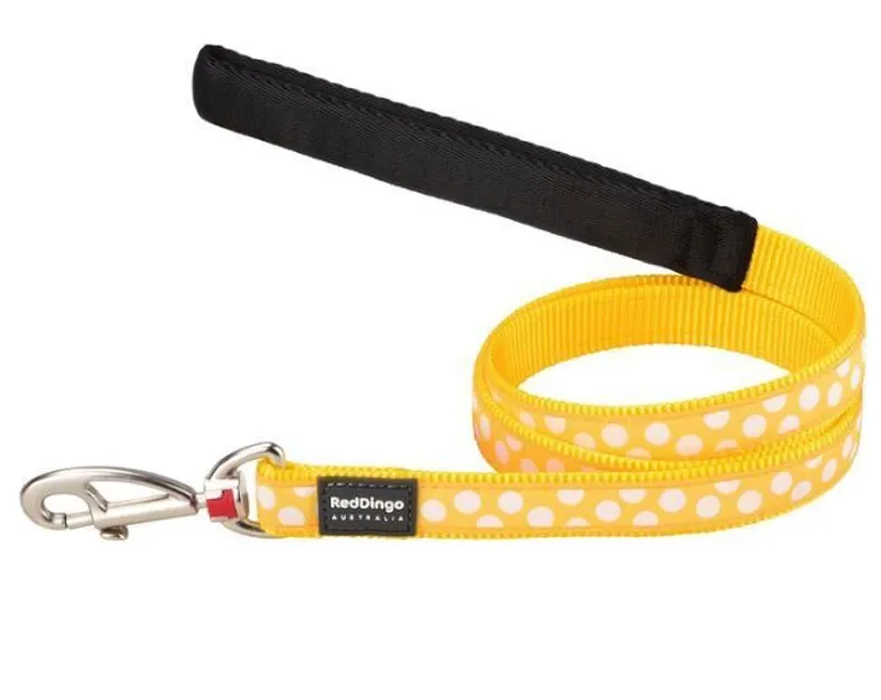Red Dingo Spots Dog Lead Yellow and White Spots