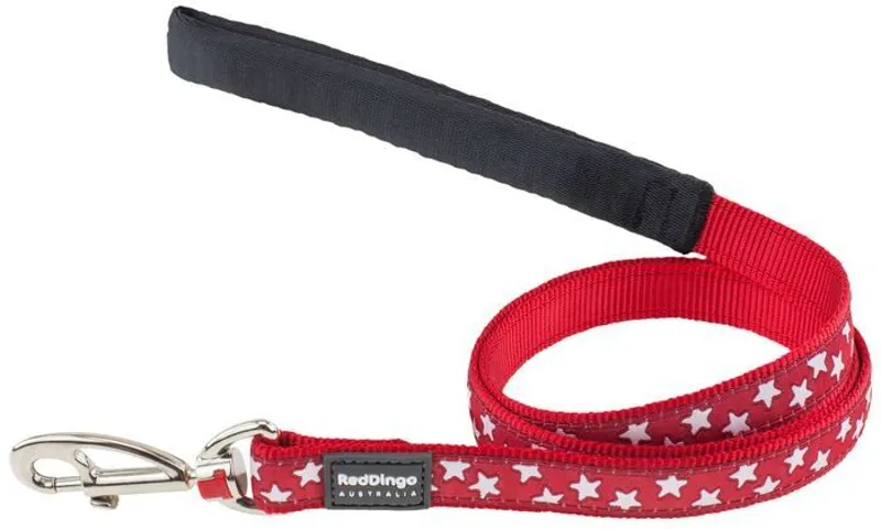 Red Dingo Star Dog Lead Red and White Stars
