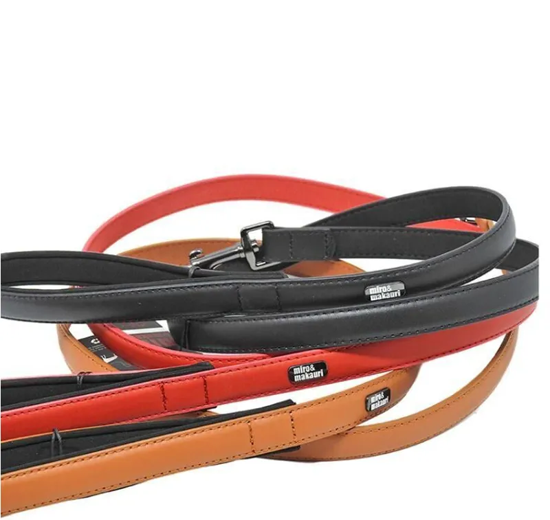 Miro and Makauri 'Milford' Leather Leads Red 110cm