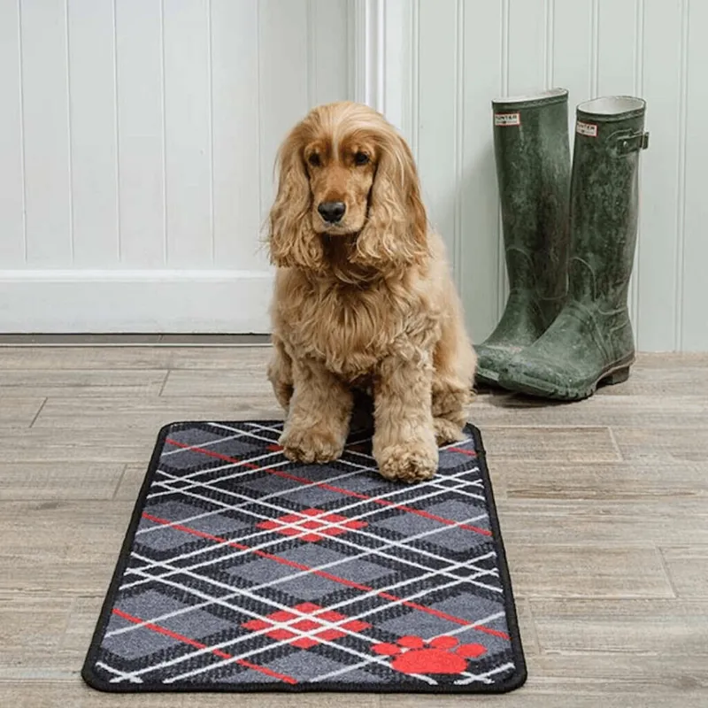 Pet Rebellion Stop Muddy Paws Tartan 45 X 100cm