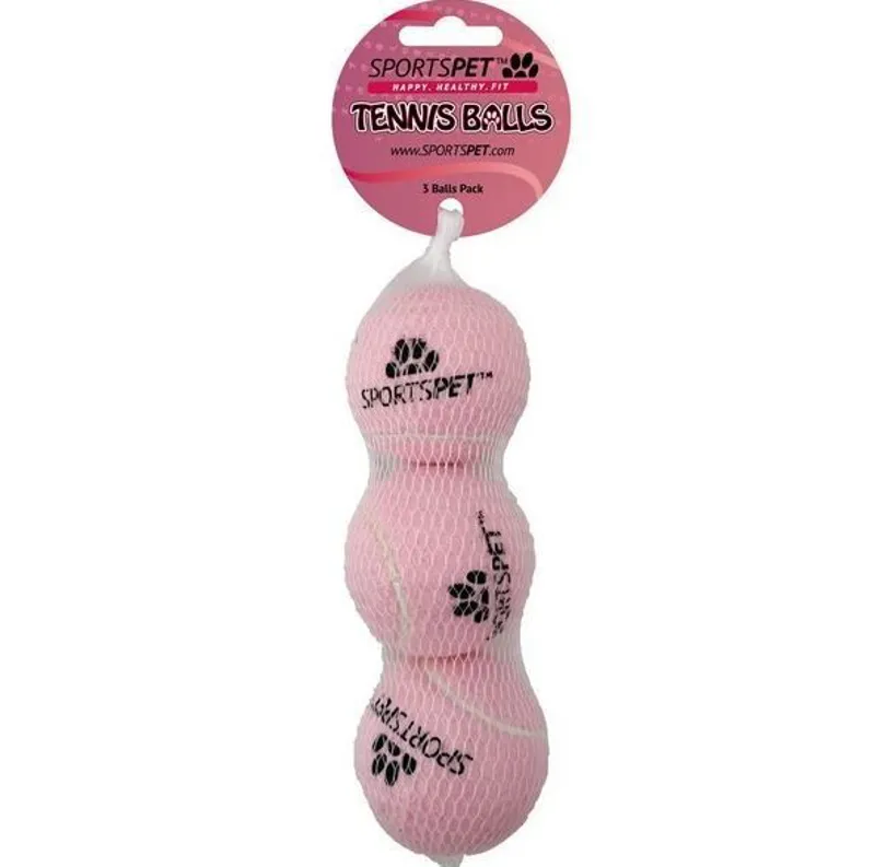 Sportspet 3 Pack Tennis Ball Pink