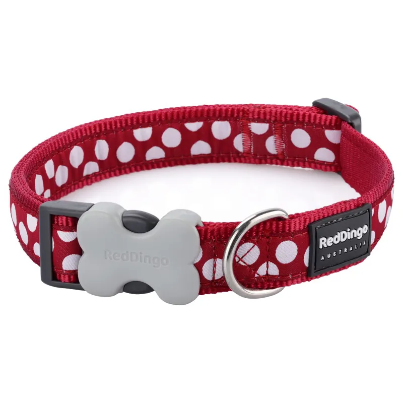 Red Dingo Spot Collar Red and White  Spots