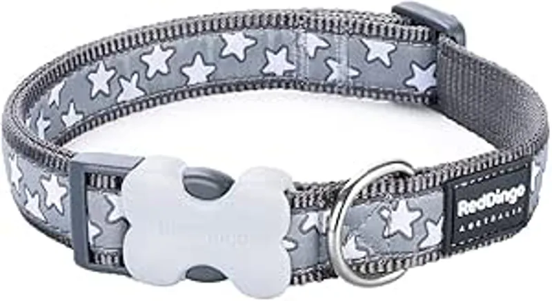 Red Dingo Star Collar Grey and White Stars