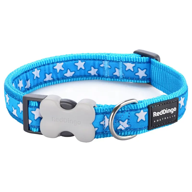 Red Dingo Star Collar Turquoise and White Stars