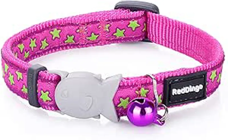 Red Dingo Star Cat Collar Pink and Lime Stars