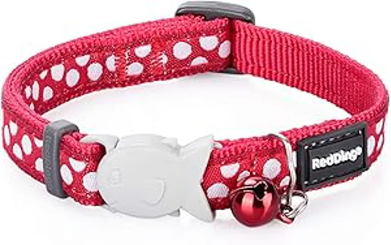 Red Dingo Star Cat Collar Red and White Stars