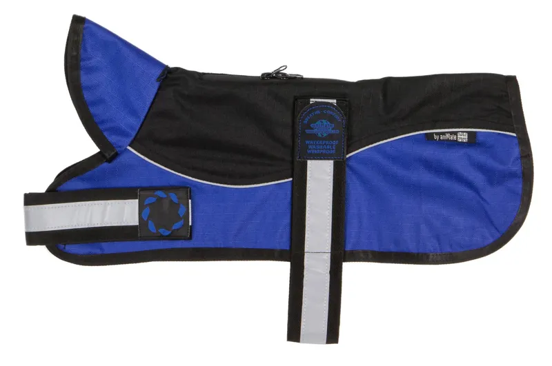 AniMate Non Padded Waterproof Harness Dog Coat Black and Blue