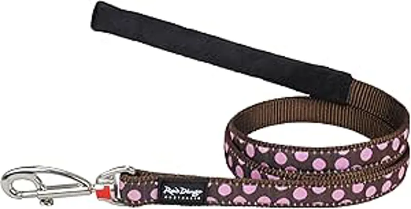 Red Dingo Sports Lead Brown and Pink Spots Large Only